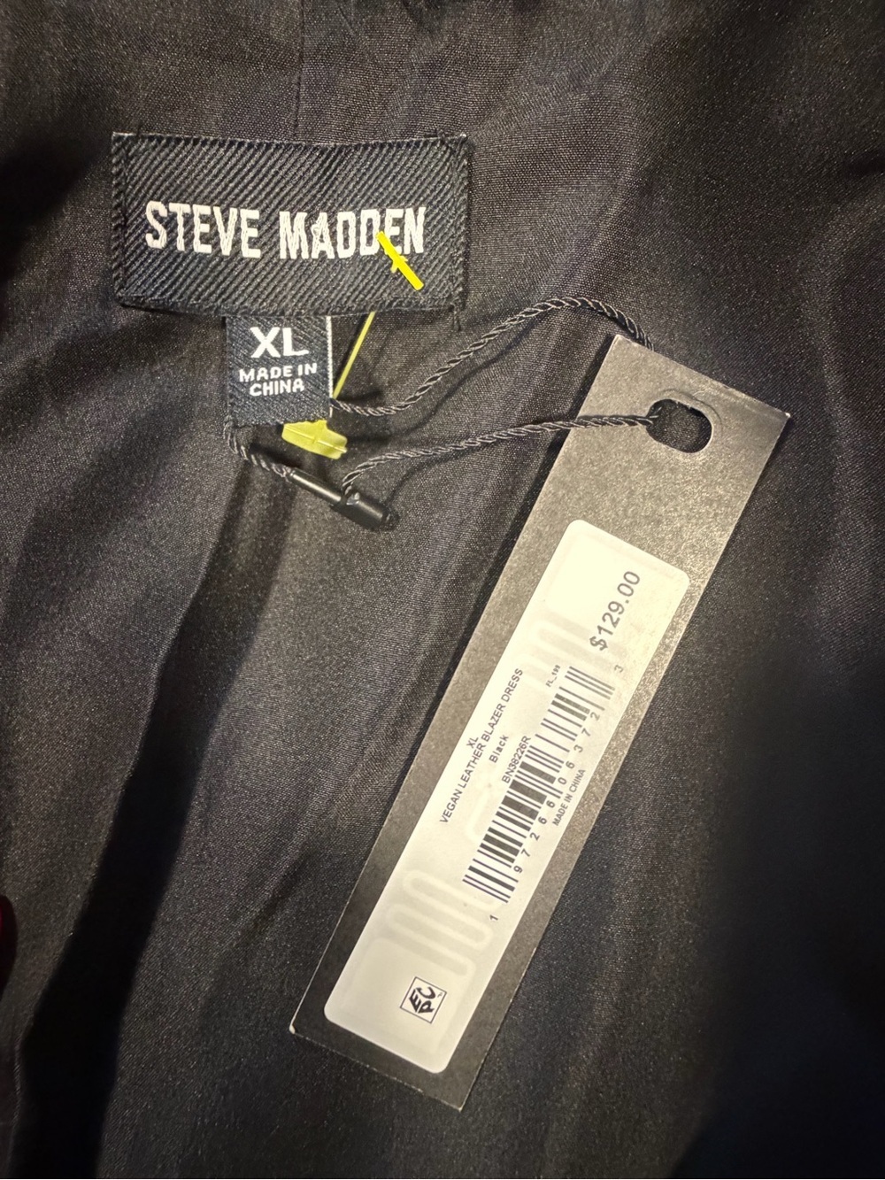 Steve Madden Vegan Leather Long Coat Blazer Black XL NWT - Picture 4 of 5